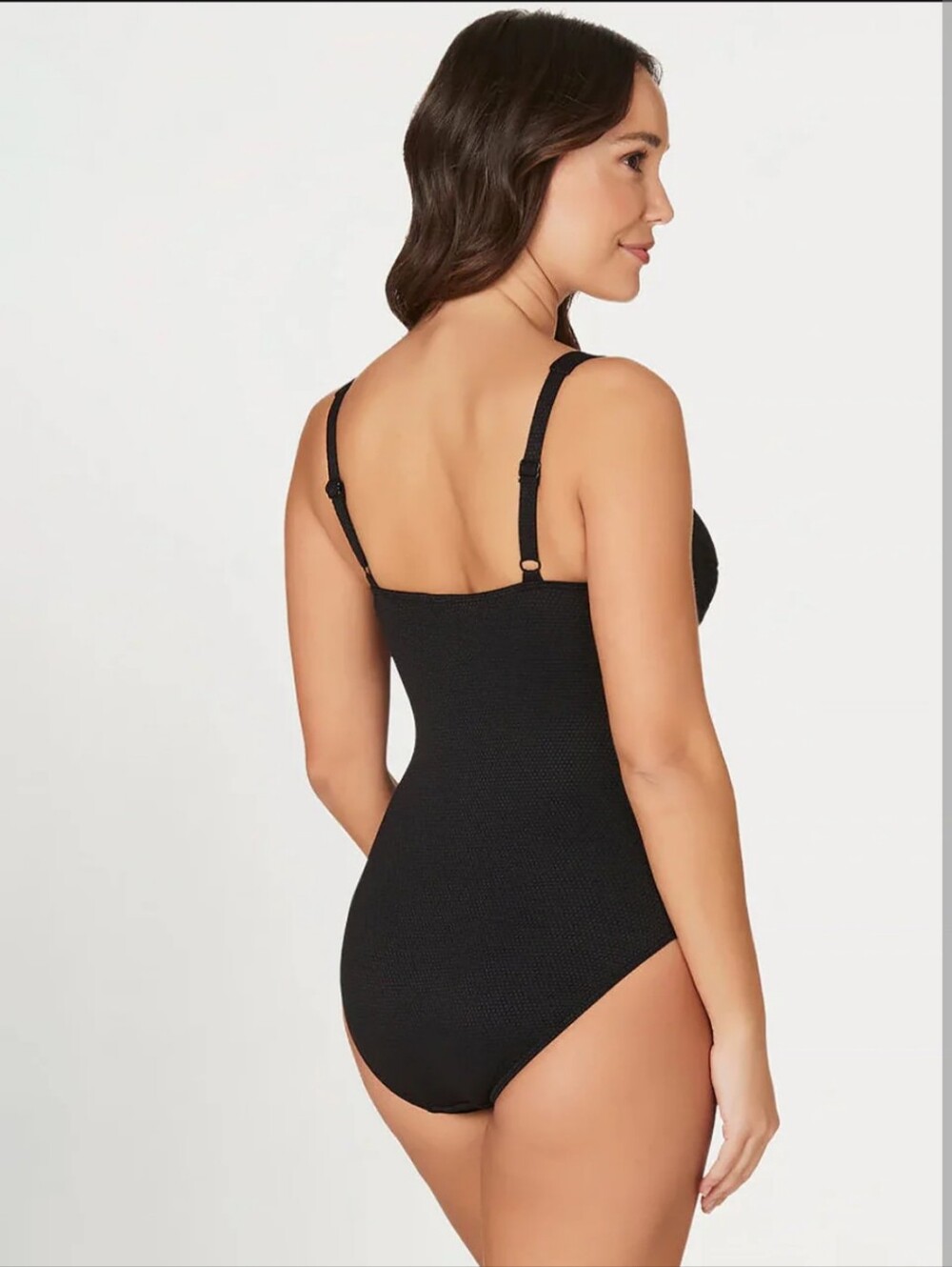 Nip Tuck Classic Black One-Piece Swimsuit Size 12 with Sweetheart Neckline - Picture 4 of 7